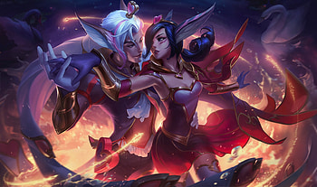 Xayah and rakan, league of legends, game HD wallpaper
