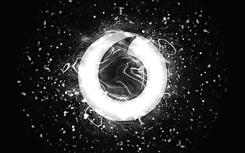 Vodafone white logo, , white neon lights, creative, black abstract background, Vodafone logo, brands, Vodafone HD wallpaper