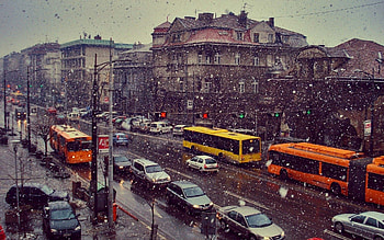 Cities, Snow, Cars, Movement, Traffic, Life, Street HD wallpaper