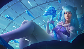 Winter catgirl, blue, kakathy, white, fantasy, cat, girl, luminos HD wallpaper