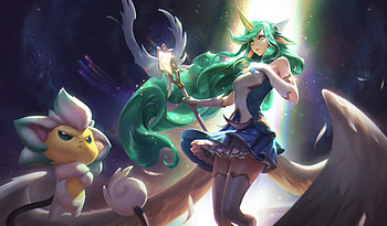 Star Guardian Soraka, soraka, fantasy, league of legends, game, unicorn, star guardian, girl HD wallpaper