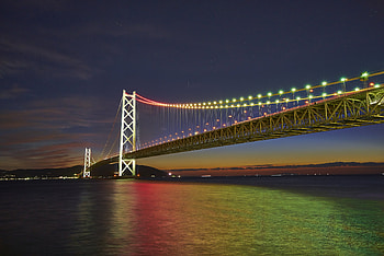 Akashi Kaikyo Bridge, Kobe night view, Tourism guide, Night of Kobe HD wallpaper