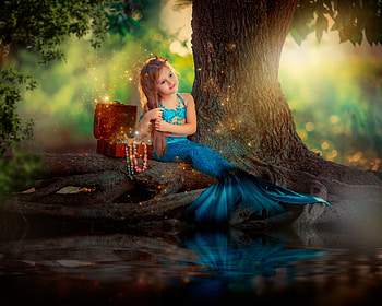 Little Mermaid Girl, mermaid, little-girl, cute HD wallpaper