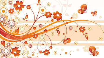 Floral Flirtation, Vector, floral, gold, spring, orange, summer, butterflies, butterfly, flowers, fleurs HD wallpaper