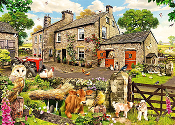 country life, garden, country, animals, house HD wallpaper