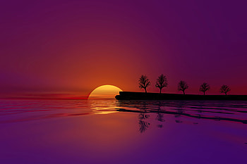 Waterscape Sunset , sunset, artist, artwork, digital-art, minimalism, minimalist, deviantart HD wallpaper