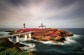 Lighthouse, island, bridge, sea HD wallpaper