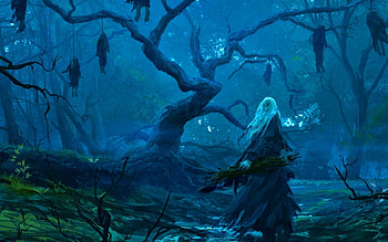 Witches Tree, magic, fantasy, dark, witch HD wallpaper