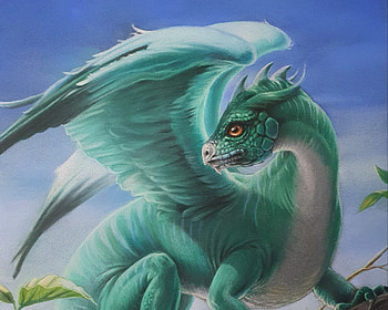 Green dragon, art, fantasy, satu manninen, green, dragon HD wallpaper