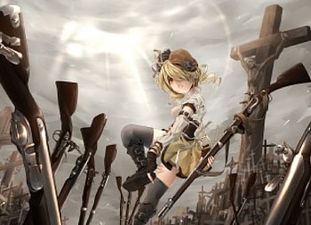 mahou shoujo madoka magica, guns, magic, anime, cant think of a fourth HD wallpaper