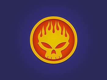 Conspiracy of One, skull, circle, fire, flames HD wallpaper