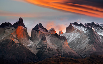 Mountains, sunset, Nokia 7 Plus, stock HD wallpaper