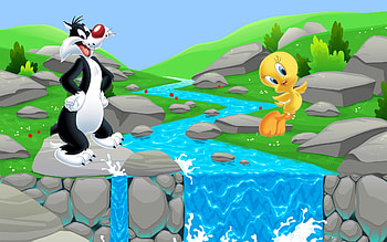 Sylvester And Tweety, cat, sylvester, tweety, bird HD wallpaper