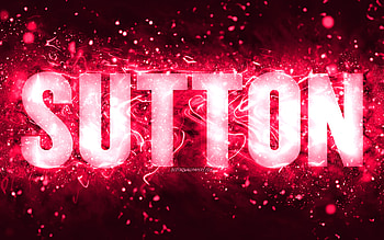 Happy Birtay Sutton, , pink neon lights, Sutton name, creative, Sutton Happy Birtay, Sutton Birtay, popular american female names, with Sutton name, Sutton HD wallpaper