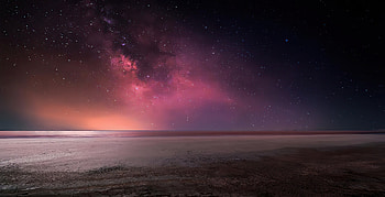 Night, starry sky, landscape, fantasy, art HD wallpaper