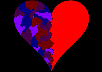Torn But Healing, purple, black, abstract, healing, broken, red, torn, heart HD wallpaper