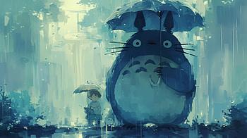 My Neighbor Totoro Anime Rain Scene, Anime, My Neighbor Totoro, Totoro (My Neighbor Totoro), umbrella, rain, Rain Anime HD wallpaper