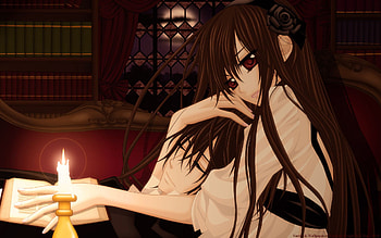 Vampire Knight, Anime, Book, Candle, Cuddle, Kaname Kuran, Vampire, Yuki Cross, Yuki Kuran HD wallpaper