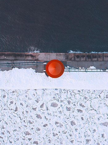 Sea, Ice, View From Above, Miscellanea, Miscellaneous, Lighthouse HD phone wallpaper