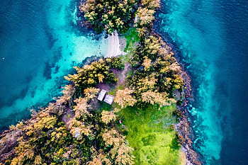 Nature, Trees, Waves, View From Above, Coast, Island HD wallpaper