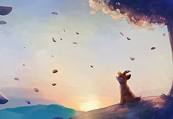 Puppy Wind Flowing Relaxing Peace, dog, animals, artist, artwork, digital-art, deviantart HD wallpaper