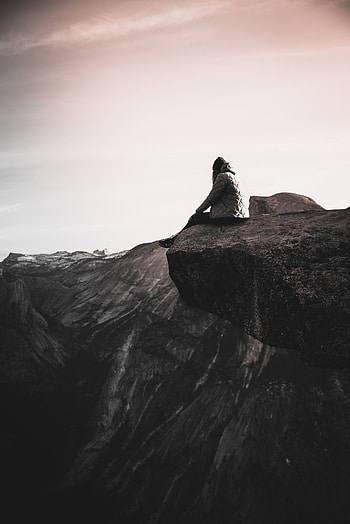 Nature, Rock, Precipice, Break, Human, Person, Loneliness HD phone wallpaper