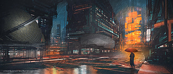 Rainy Night Man With Umbrella Scifi Drawings Digital Art, cyberpunk, neon, rain, artist, artwork, digital-art, deviantart, umbrella, scifi HD wallpaper