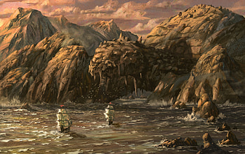 Art, Rocks, Sail, Ship, Storm HD wallpaper