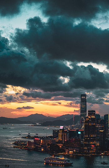 Cities, Sunset, Lights, Night City, Evening HD phone wallpaper