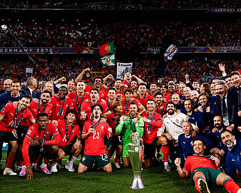 Portugal National Football Team Champions with Cristiano Ronaldo Celebration, Sports, soccer, Portugal National Football Team, Cristiano Ronaldo HD wallpaper