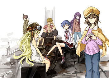 bakemonogatari, oshino, senjogahara, suruga, araragi, nadeko HD wallpaper