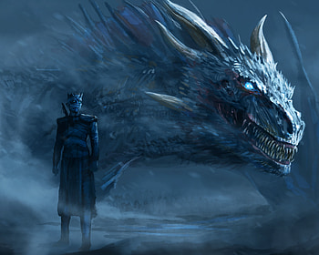 Night King Blue Eyes White Dragon, white-walkers, dragon, game-of-thrones, tv-shows, artist, digital-art, artwork, deviantart HD wallpaper