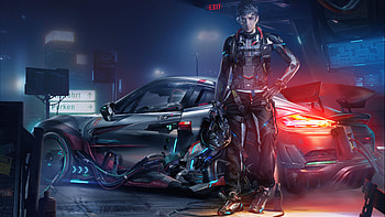 Kris X Porsche X Cyberpunk, scifi, artist, artwork, digital-art, cyberpunk, artstation HD wallpaper