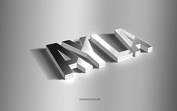 Ayla, silver 3d art, gray background, with names, Ayla name, Ayla greeting card, 3d art, with Ayla name HD wallpaper