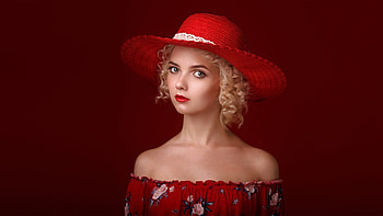 Red dress, girl model, portrait HD wallpaper