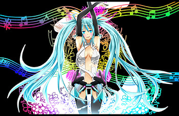 Miku Append, blue, colorful, awesome, song, append, cute, colors, vocaloid, song notes, beauty, nice, miku, music, vocaloids, hatsune, sexy, notes, blue eyes, hatsune miku, twintail, hot, blue hair, beautiful, raindow, voclaoids, anime, pretty HD wallpaper