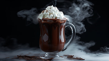 Steamy Hot Chocolate with Whipped Cream, Whipped Cream, hot chocolate, drink, chocolate, steam HD wallpaper