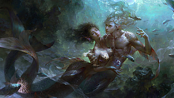 Couple, Mermaid HD wallpaper