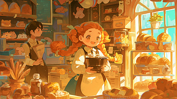Enchanting Anime Bakery Girl -, Anime, anime girl, bakery, animation, child HD wallpaper