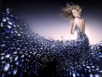 Sparkle, silver and black, gown, woman, beauty, motion HD wallpaper