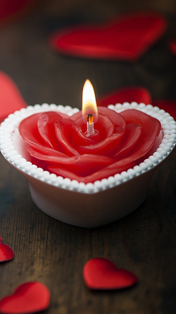 Candle, Red Rose, Love Candle HD phone wallpaper