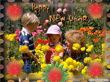 New year customes, holiday, children, new year, flower HD wallpaper