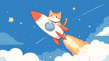 Cute Cat in Rocket Ultra, cat, cute, rocket, cute cat, space HD wallpaper