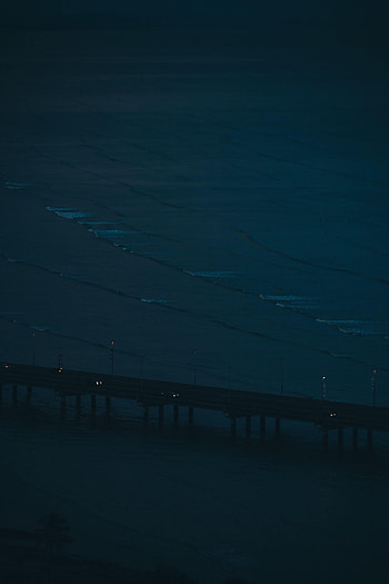 Auto, Sea, Night, Dark, Road, Bridge HD phone wallpaper
