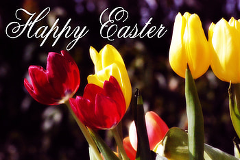 Happy Easter, holiday, easter, flowers, tulips, spring HD wallpaper