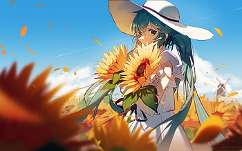 Hatsune Miku, Vocaloid, anime characters, Japanese manga, Hatsune Miku with flowers, Vocaloid characters HD wallpaper