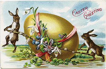 :), vintage, bunny, egg, yellow, easter, card, rabbit HD wallpaper