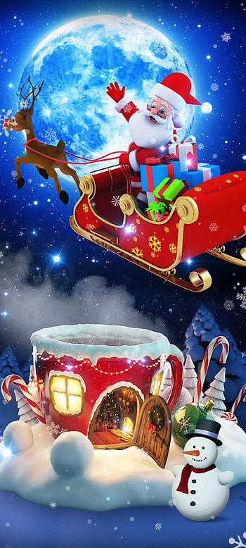Christmas Fairy sky, red, Festival, christmas eve, Holiday, Moonlight, Premium HD phone wallpaper
