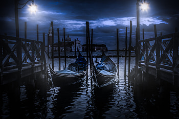 Cities, Night, Boats, Wharf, Berth, Gondola HD wallpaper