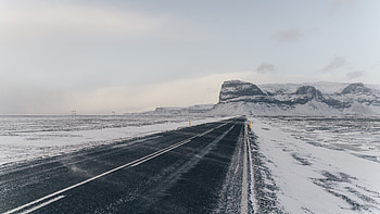 Landscape, Winter, Nature, Mountains, Snow, Road HD wallpaper